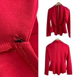 Vibrant Hot Pink Peplum Poly Blazer Women M Barbiecore Baddie Glam Y2K Statement